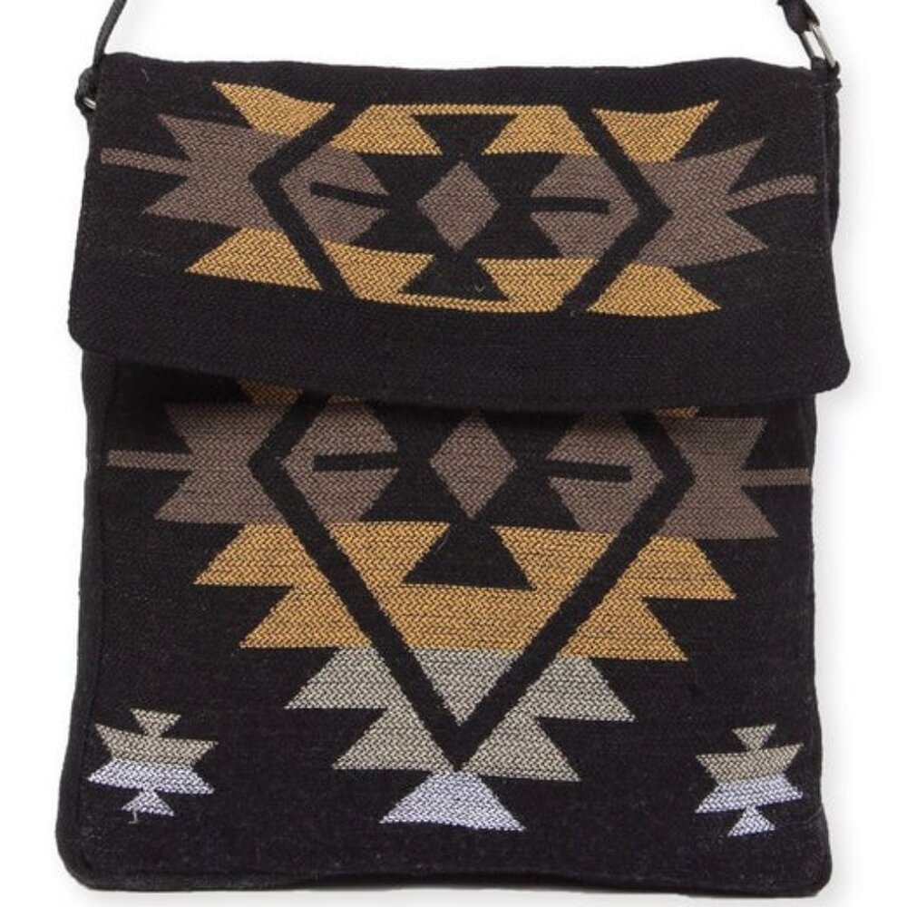 Flap Top Shoulder Bag - Southwest Style - Ethnic Inspired Design - Lightweight - Picture 3 of 9